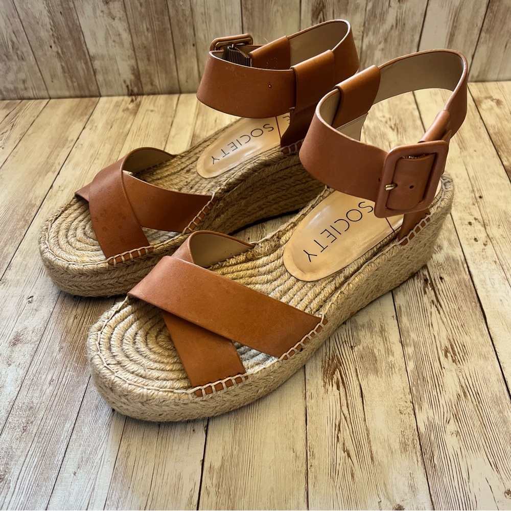 Brown strap wedges with buckle (sz 9.5)